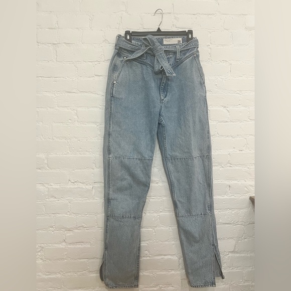 RAG & BONE High Rise Mia Yoke Straight Leg Clean Lou (Light Blue) Jeans | Sz 28 - Picture 3 of 8